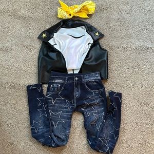 Large child yellow weissman hip hop costume